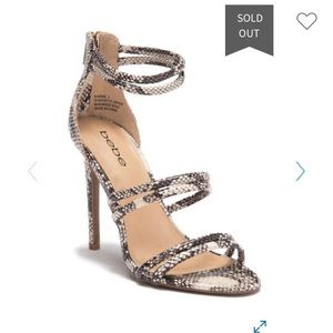 Bebe Barrie Snakeprint Snakeskin Heels Sandals